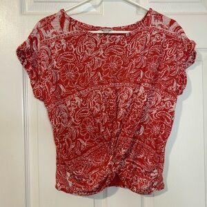 Lucky Brand Dark Coral and White Floral Crop Top. Crosslisted